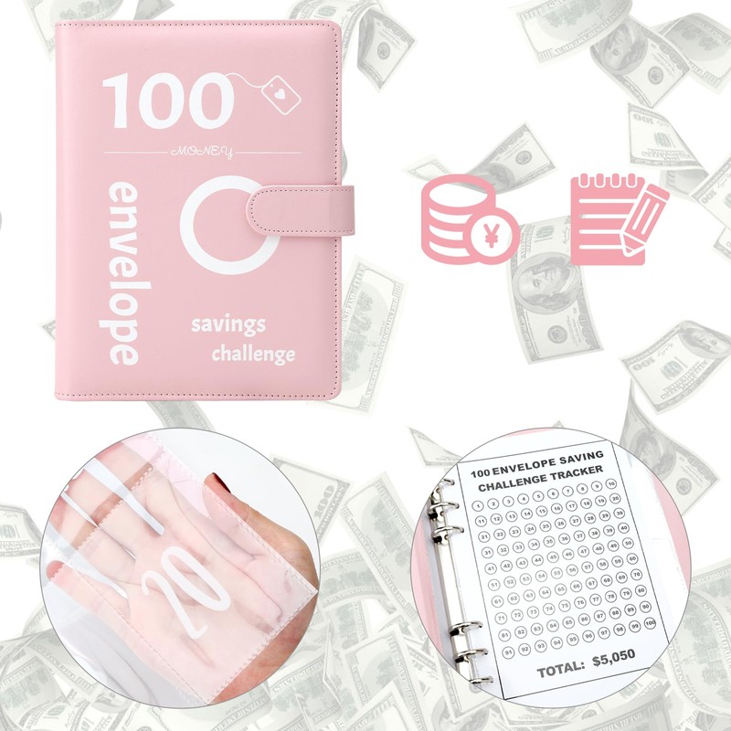 Money Saving Budget Planner, 100 Envelope Challenge Binders, A5 Budget