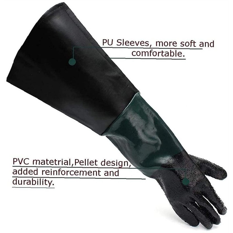 Rubber Sandblasting Gloves Anti-Slipping 60cm PVC Special Gloves for Sandblasting