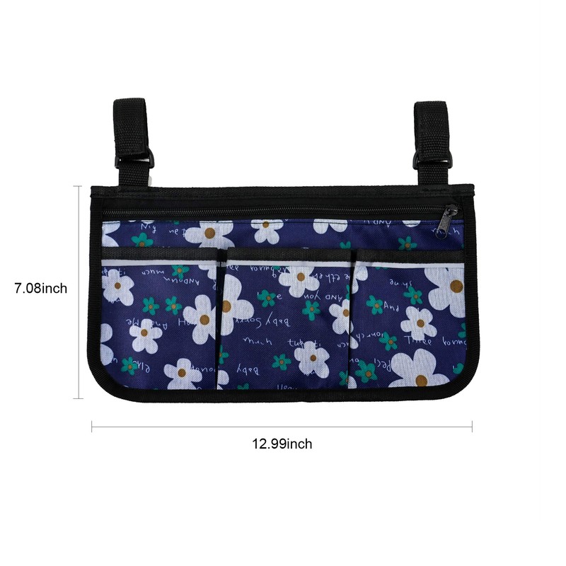 Wheelchair Bag with Pockets Reflective Strips Armrest Side Bag for