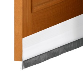 uxcell Door Sweep for Bottom of Doors, 1.4" x 40" Door Draft Stopper with Brush Weather Stripping for Exterior & Interior Doors Blocker Dust Cold Heat Noise, White