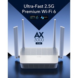 Cudy AX3000 Multi Gigabit Dual Band WiFi 6 Mesh Router, 2.5Gbps WAN RJ45 Port, 4 Gigabit RJ45 Ports, 4 5dBi Antennas, MU-MIMO, OpenVPN, Wireguard, Zerotier, Ipsec VPN, Cloud APP