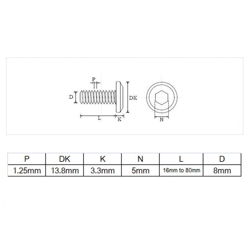 cSeao 10-Pack M8 x 30mm Black Flat Head Allen Head
