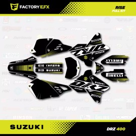 Factory EFX Black Gold Rise Racing Graphic Kit fits Suzuki Drz400 Drz 400 Drz400sm 400sm - 7mil thick full kit no numbers