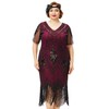 BABEYOND Plus Size 1920s Art Deco Fringed Sequin Dress Flapper