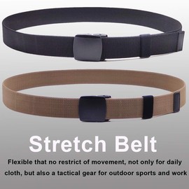 HOANAN 2-Pack Elastic Stretch Belt, Men’s Plus Size No Metal Nylon Tactical Hiking Belt(black/brown-up to 42")