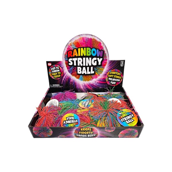 3.5" Rainbow Stringy Ball (2 Pack) Fun Stress Relief Pom
