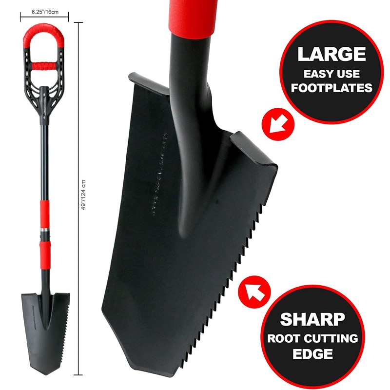 Roamwild Multi-Digger Garden Long Spade 49 – Reinforced Fibreglass Light