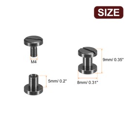 sourcing map 30Pack Brass Chicago Screws, 5x8mm Flat Head Screw Back Binding Post Nail Stud Rivets for DIY Leather Craft Belt Strap Black