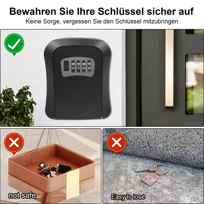ZITUZY Outdoor Key Safe 4 Digit Key Safe with Number