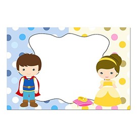 30 Blank Cards Invitations Thank You Cards Prince Princess Kids Birthday Party + 30 White Envelopes