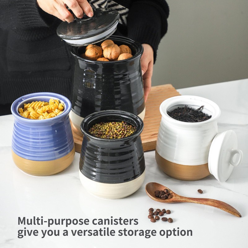 Hasense Ceramic Kitchen Canister, 88 OZ Coffee Canister with Lid,