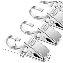 80 Stück Edelstahl Metall Vorhang Clips Mit Haken, Gardinen Klammern, Vorhang Klammern Klemmhaken zum Vorhänge Fotos Home Dekoration Duschvorhang Hängende, Silber