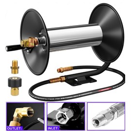 Pressure Washer Hose Reel，100FT Power Washer Hose Reel 3/8" NPT Outlet Pipe Heavy Duty Steel High Pressure Washer Reel 4000 PSI with Hand Crank Swivel Arm