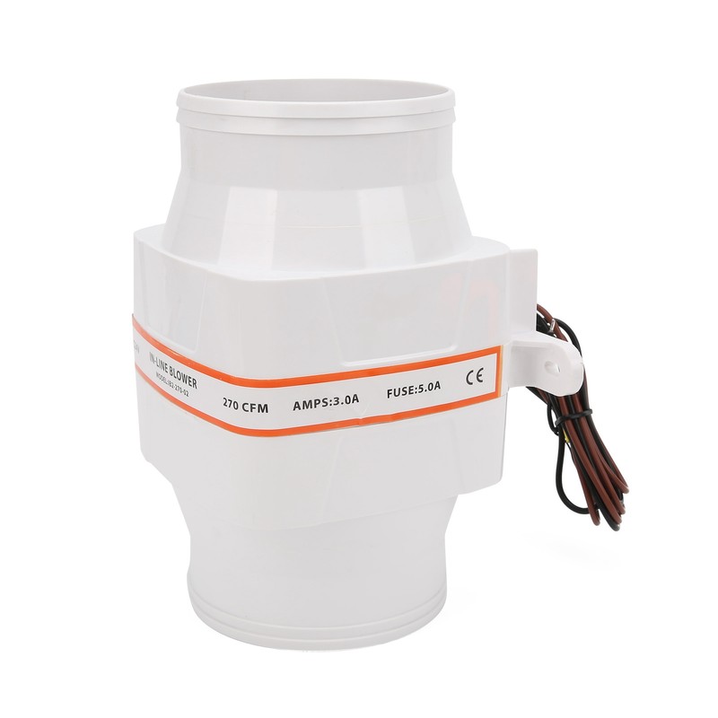 4in 270CFM Bilge Air Blower InLine Electric Waterproof White for