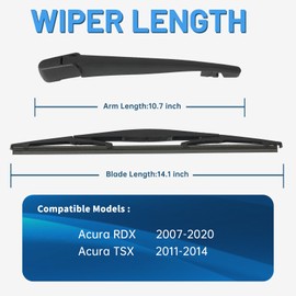 YOKKIP Back Windshield Wiper, Replacement for Acura RDX 2007-2020, TSX 2011-2014 Rear Window Wiper Arm Blade Cover Assembly All Season, OE:76720SCVA01