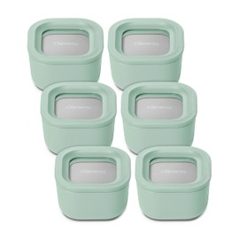 Caraway 6pc Food Storage Container Set - 1.75 Cup Glass Storage Container for Food (6) - Non-Toxic Ceramic-Coated Glass - Air Release Technology - Compact & Stackable Design - Mist