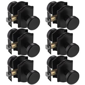 NCSEN 6 Pack Black Door Knobs with Zinc Camelot Trim, Push Lock for Privacy Bath & Bedroom