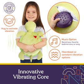 Special Supplies Vibrating Pillow Sensory Pressure Activated Calm for Kids and Adults, Plush Minky Soft Cover-Textured Therapy Stimulation Bumps 3 Vibration Modes, Music & Voice Recording (Turtle)