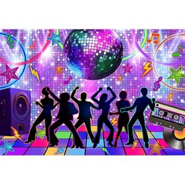 Disco Party Backdrop Back to 70s Theme Party Decorations Disco Ball Stage Background for Photography Music Birthday Backdrop Let's Glow Portrait Photoshoot Backdrop Studio Photo Booth Props(59x39.4In)