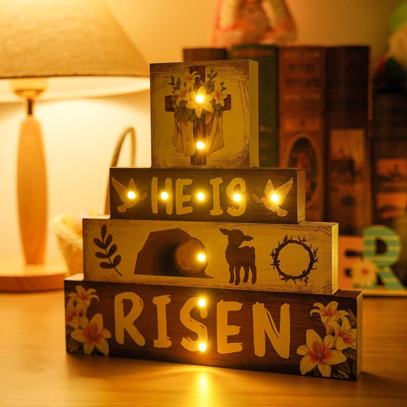 Religious Easter Decorations Indoor - Led Cross Christian Decor He