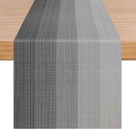 ViaElayu Table Runner Grey Modern Table Decoration Washable Table Runner Short Table Runner Boho Stripes Grey Colour Gradient Table Decoration for Dining Table Indoor Holiday Party Coffee Table