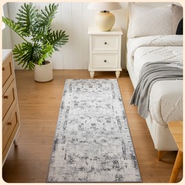 Istana Hallway Runner Rug 2x6 - Grey Kitchen Rugs Non Slip Washable -Silk's Soft Touch Carpet Runner - Stylish Rug Runner for Home
