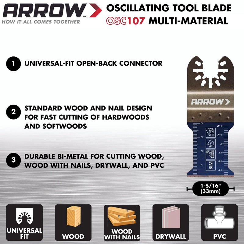 Arrow OSC101VP-3 Multi-Material Oscillating Tool Blade Variety Pack for Copper