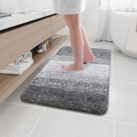 Arotive Microfiber Bathroom Rugs, Shaggy Soft and Absorbent Bath Rug, Non-Slip, Thick Plush Bathroom Mat, Machine Washable Dry Bath Mats for Bathroom, Tub and Shower, 36" x 24", Grey