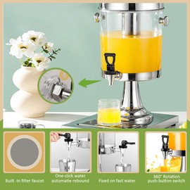 2 Gallon Beverage Dispenser, Hot Cold Drink Dispenser with Ice Container and Stainless Steel Drip Trays for Hot Tea, Coffee, Cold Milk, Water, Juice, Beer (2 Gallon)