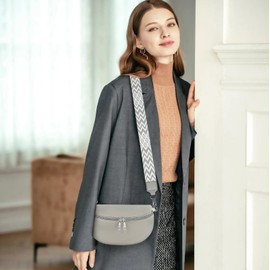 TAN.TOMI Shoulder Bag Women's Bum Bag Women's PU Leather Crossbody Bag Women's Wide Strap Women's Shoulder Bags Bum Bag Women's Stylish Belt Bag Women's Elegant, gray