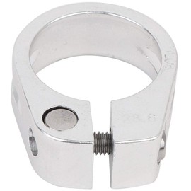 Keenso Bicycle Seat Post Clamp, Bicycle 28.6 mm Seat Post Clamp, High-Strength Aluminium Alloy Seat Clamp, V Band Clamp (Silver)