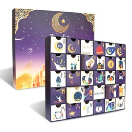 Ramadan Calendar,Ramadan Advent Calendar with 30 Countdown Drawers DIY filling,Pre-Assembled Box For Ramadan Decorations, Engage your Kids with a beautiful Ramadan gift & Eid gift for kids (Purple)