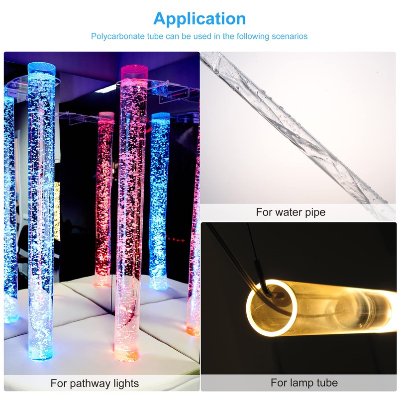 sourcing map Plastic Pipe Rigid Polycarbonate Round Tube Clear 0.16"(4mm)