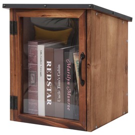 WONFUlity Library Box Outdoor,Free Library Box Little Outdoor Book Storage,Wood Cabinet for DIY Neighborhood Community School Sharing Books, Literature, Newspapers, Food, Art