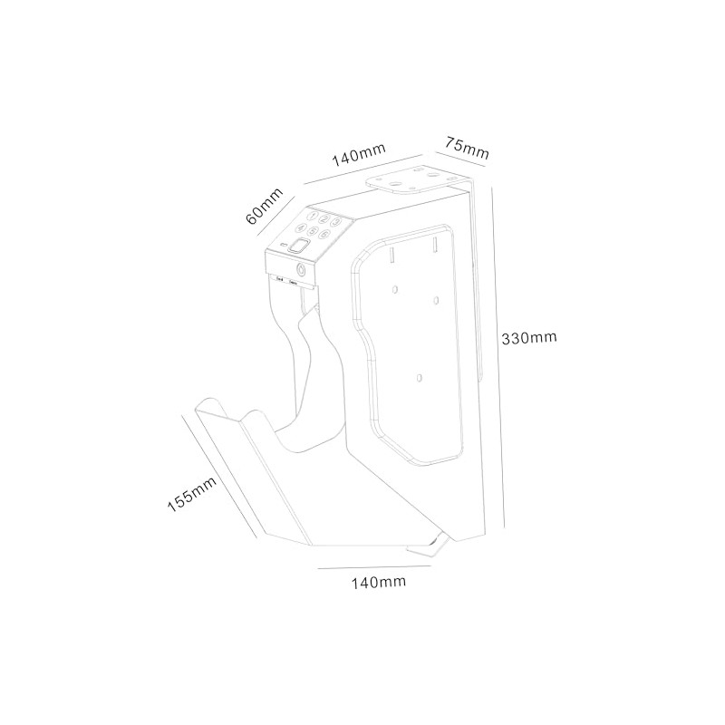 Mounted Gun Safe, Biometric Pistol Safe hand touch Fingerprint and