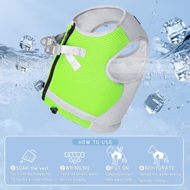 LAVAMOND Dog Cooling Vest, Lightweight Jacket for Small Medium Dogs with Evaporative Cool Technology, Reflective Design Breathable Mesh for Training Camping, Green, XL