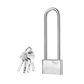 Sarini Extended Padlock with 4 Keys 38mm Heavy Duty Padlock with Long Shackle for Warehouse, Garage, Fence, Silver