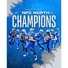 SPORTSPHOTOSUSA 2024 Detroit Lions Back To Back NFC North Division Champions 11 x 14 Team Composite Photo