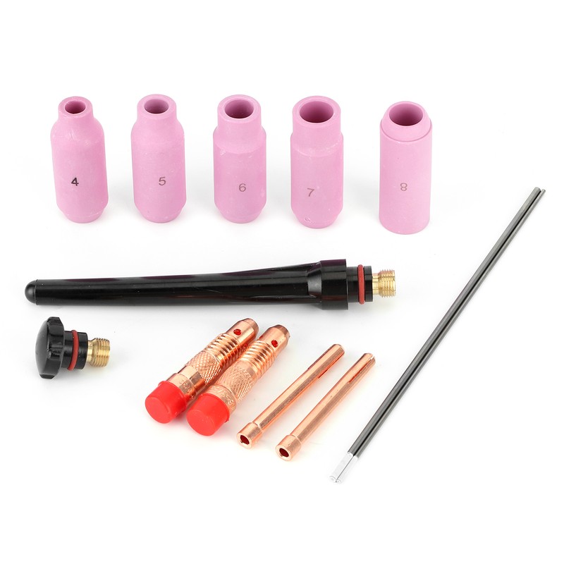 13Pcs/Set Welding Nozzle TIG Gas Lens Ceramic Contact Tip with