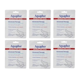 Aquaphor Mascarillas reparadoras para pies, calcetines hidratantes para pies secos, tratamiento hidratante para el cuidado de los pies con aceite de aguacate y manteca de karité, paquete de 6