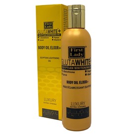 First Lady Glutawhite+ Egyptian Skin Brightening Elixir+ Body Oil 200ml with L- Glutathione, Papaya, Carrot, Vitamin E