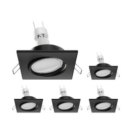 ledscom.de RIR Recessed Ceiling Spotlight Fitting Frame Black Matt Square Swivelling GU10 LED 6.826 W = 6.826 W 630 lm 100° Warm White Pack of 5