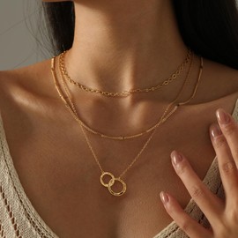 Hipwope Layered Necklace for Women Stacked Necklaces for Womens Layered Gold Necklaces Gold Necklace Women