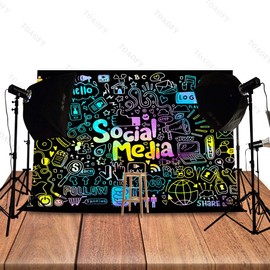 TOAOFY 7x5ft Play Social Media Birthday Banner Party Decoration Backdrop Social Media Background for Teens Novelty Social Media Theme Birthday Party Supplies TAY675