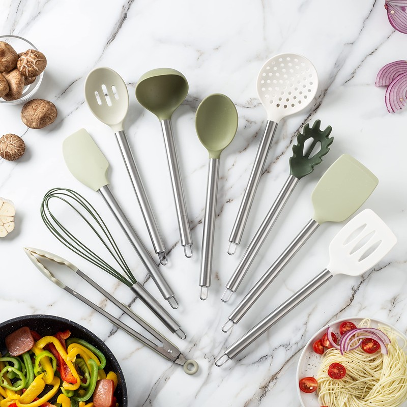 COOK WITH COLOR Silicone Cooking Utensils, Kitchen Utensil Set, Easy