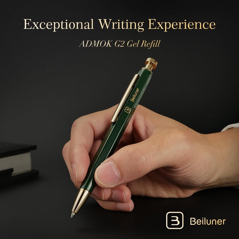 BEILUNER 312 Metal Gel Pen 0.5mm, Hexagonal Design, Green Piano