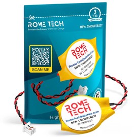 Rome Tech CMOS Battery for Dell Latitude 6430u, 7300, 7430, 7490 - Laptop Backup CMOS CR2032 BIOS RTC 3V - 2 Wire Cable (1-Pack)
