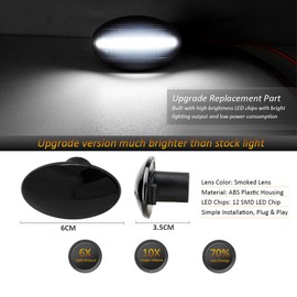 D-Lumina LED Side Marker Lights Assembly Compatible with Fo-rd F350 F450 F550 Super Duty 1999-2010 Dually Bed Fender Side Markers, Smoked Lens White Front Rear Side Marker Lamp, Pack of 4