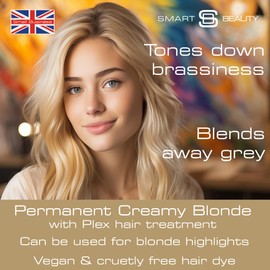 Creamy Blonde Hair Dye with added Plex Hair Care Conditioner, Permanent Hair Colour with Natural Creamy Toner for Blond Hair, Vegan Hair Dye, Cruelty-Free - Smart Beauty Hair Colour (Pack of 2)