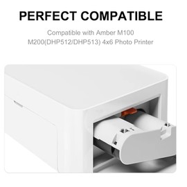 Compatible with Liene Amber M100/M200/M110/M210 4x6" Photo Printer 80 Sheets Photo Paper & 2 Ink Cartridges Refill,Only for DHP512/DHP513/DHP514/DHP515 Printer, Waterproof/Antioxidant/No Fading